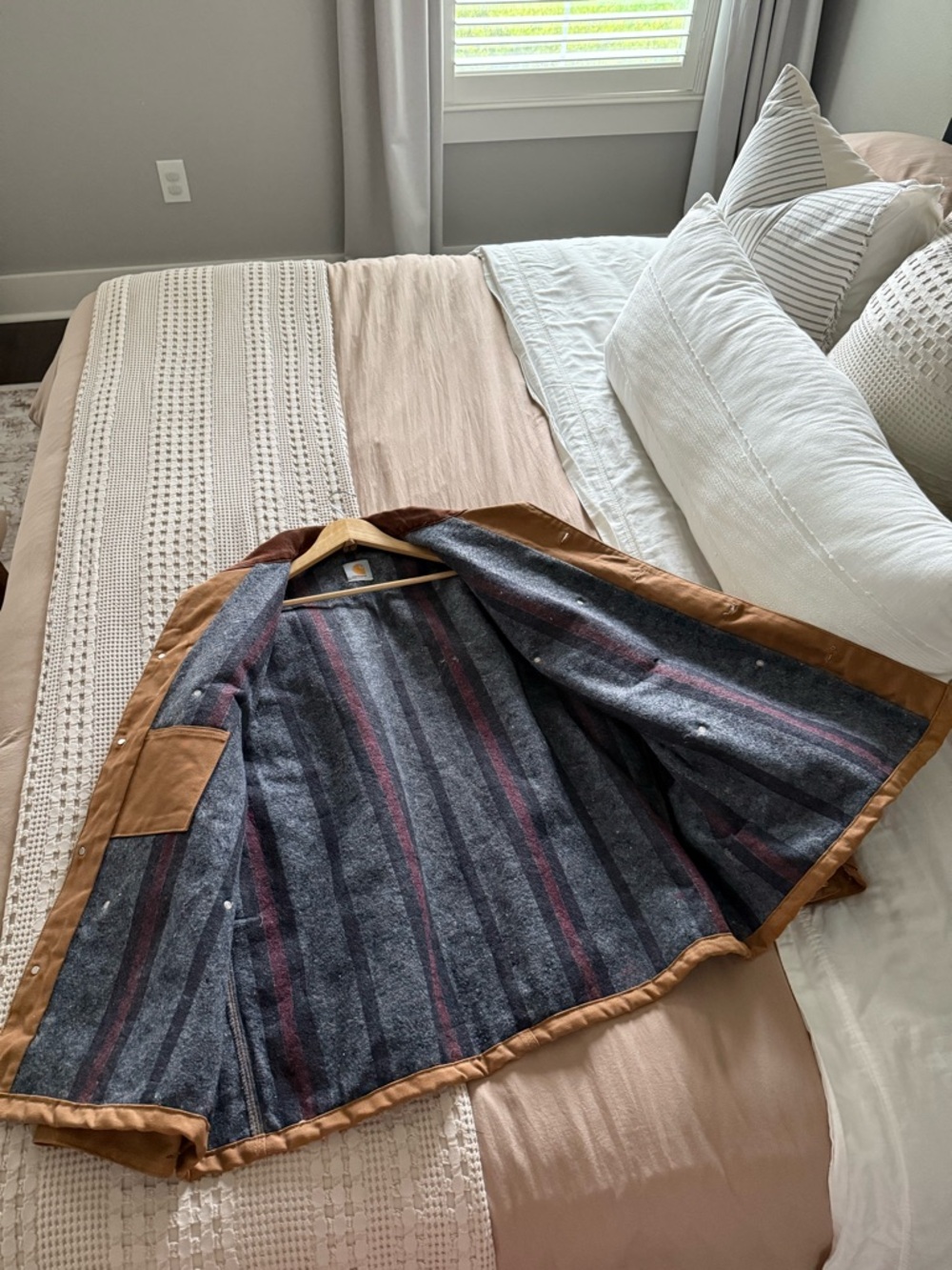 Vintage Carhartt Brown Barn Coat with Dark Brown Corduroy Collar Size 3/4XL - Picture 9 of 12